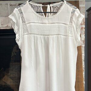 Daniel Rainn Size Large White Summer Lace Top Never Worn Boho Style